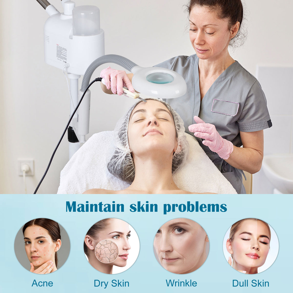 3-in-1 Hot & Cold Facial Steamer with Ozone for Spa & Skin Care
