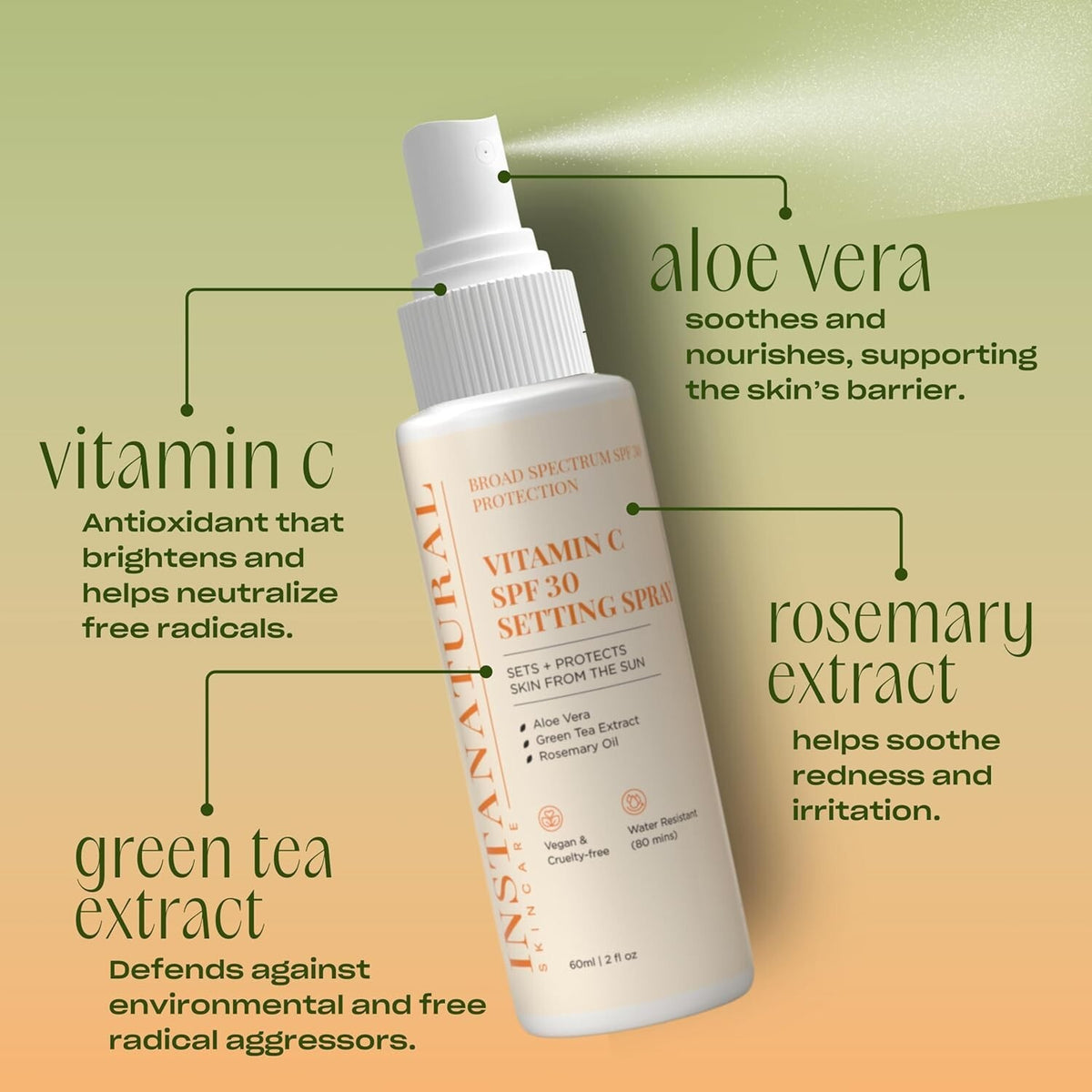 Vitamin C Sunscreen Setting Spray SPF 30 - Brightening Hydrating Mist