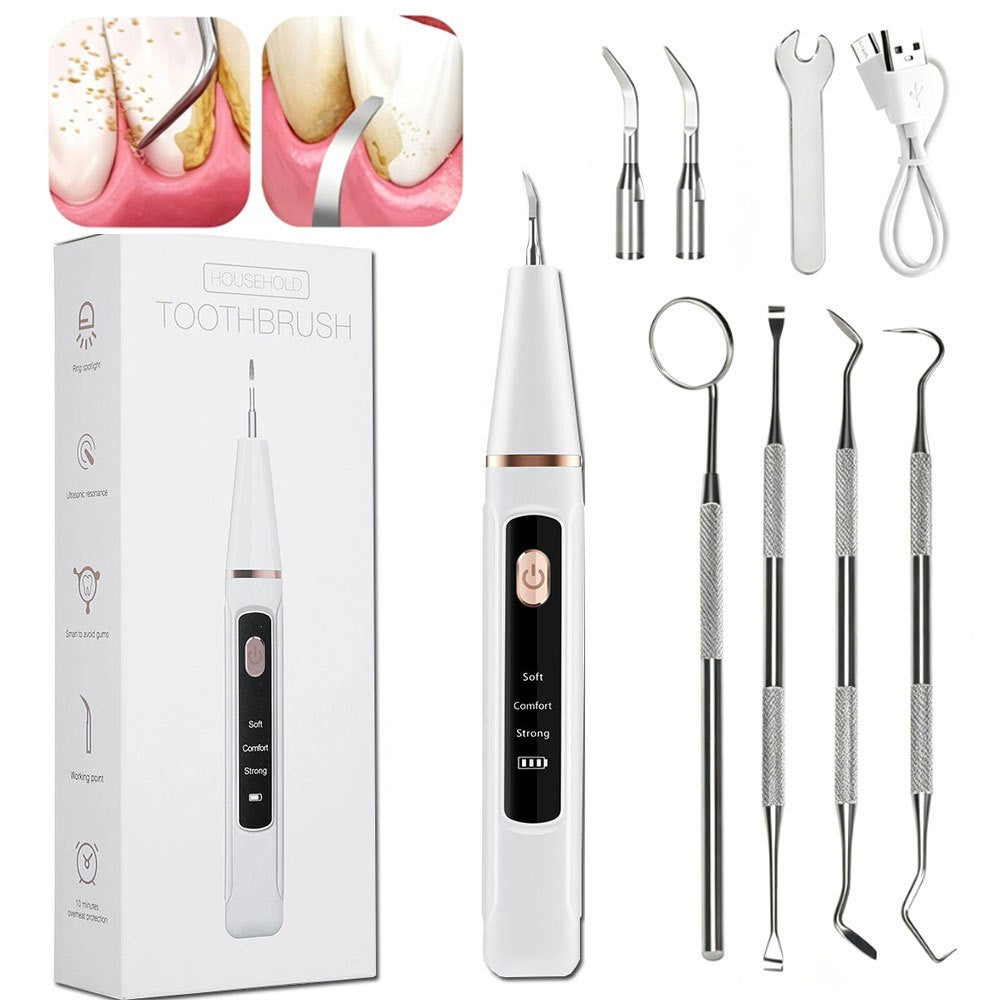 Ultrasonic Electric Tooth Cleaner Tartar & Plaque Remover Dental Tool Kit