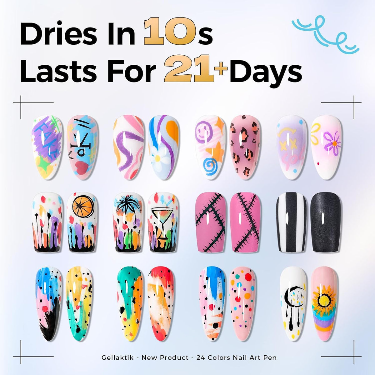 24 Color Fine Tip Nail Art Pens Set for Precise DIY Manicure