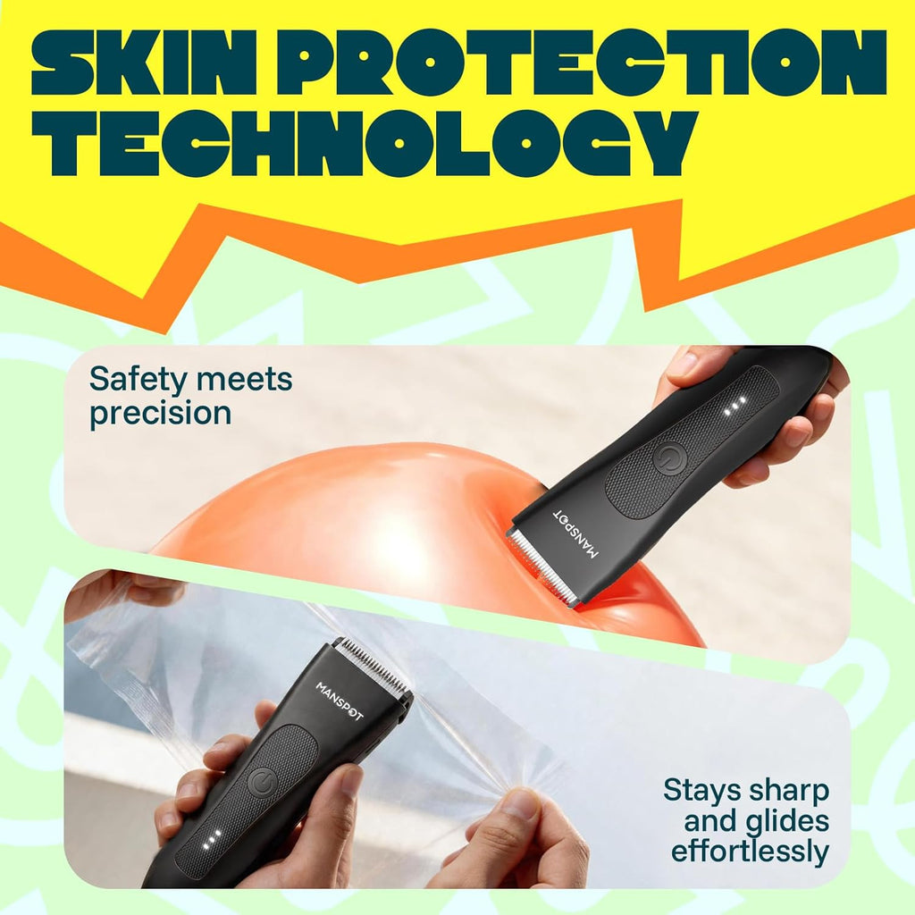 Men's Groin & Body Hair Trimmer with 4 Guards Waterproof Rechargeable