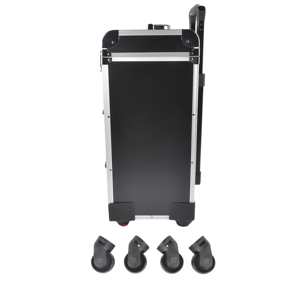 Large Rolling Makeup Train Case with Drawers and Wheels for Professionals