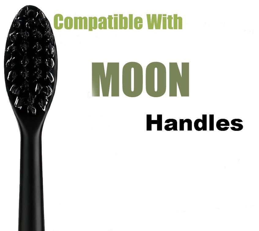 Electric Toothbrush Replacement Heads - Compatible with Moon, 5 Medium Charcoal Bristles