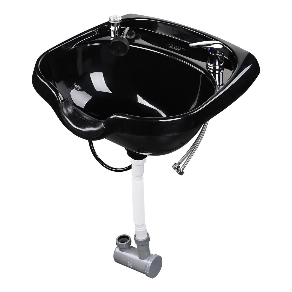 Wall-Mounted Shampoo Bowl Sink Kit with Neck Rest for Salons & Home