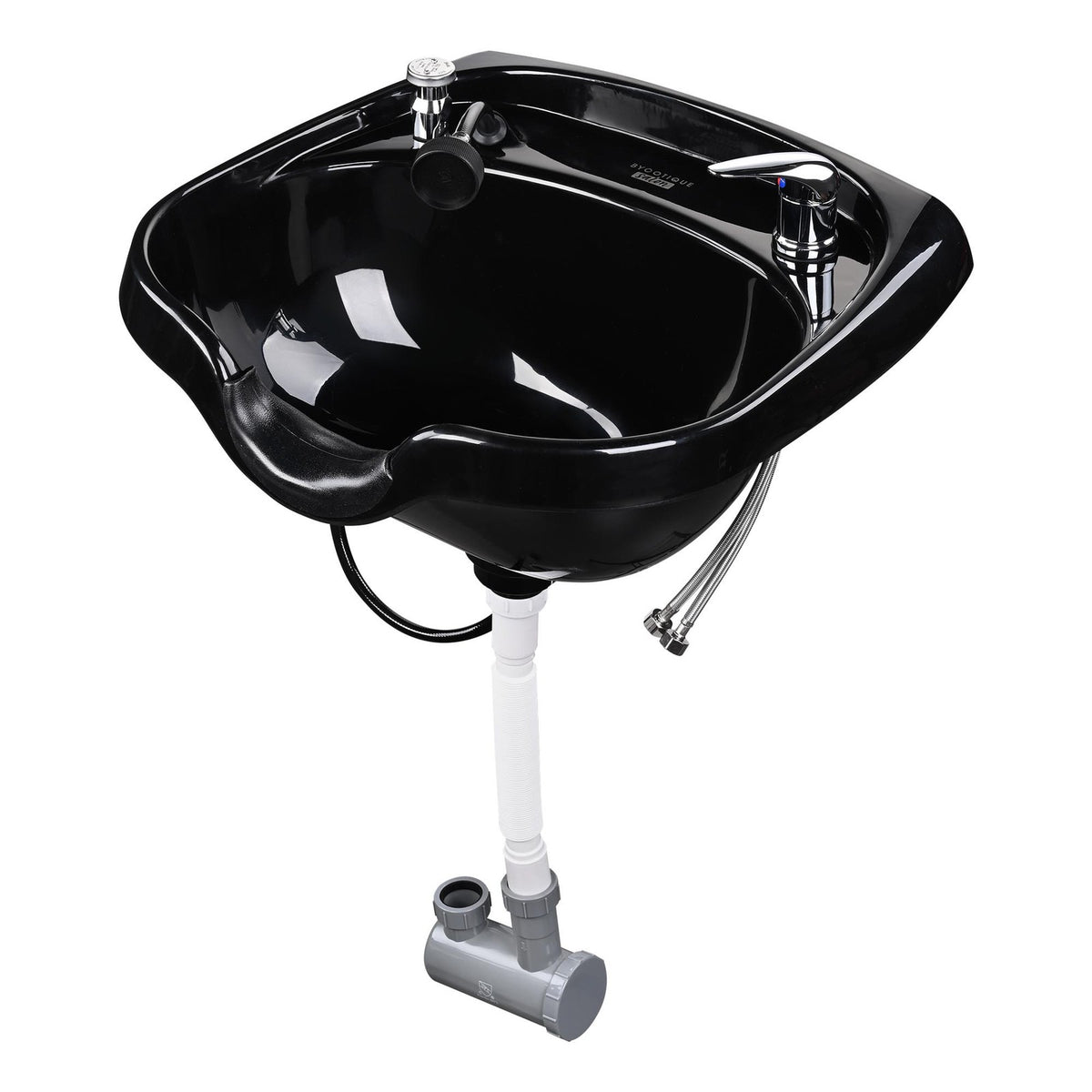 Wall-Mounted Shampoo Bowl Sink Kit with Neck Rest for Salons & Home