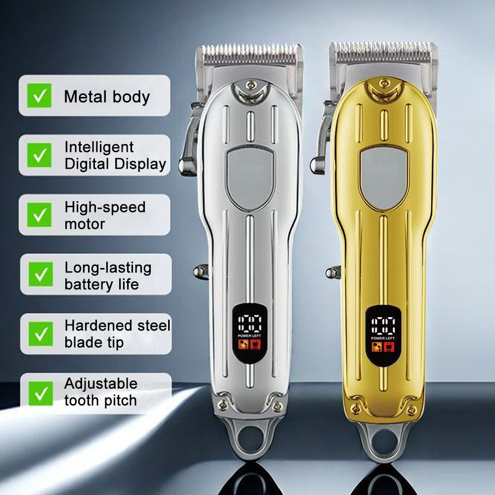 Rechargeable Hair Clippers Kit with Adjustable Blades and Metal Body