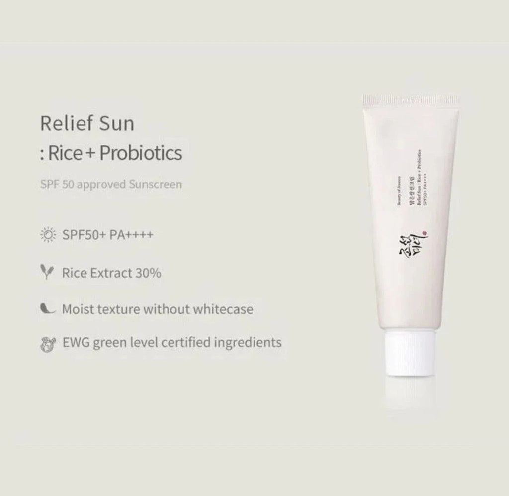 SPF50+ PA++++ Sunscreen with Rice Extract & Probiotics - 50ml Lightweight Sun Protection