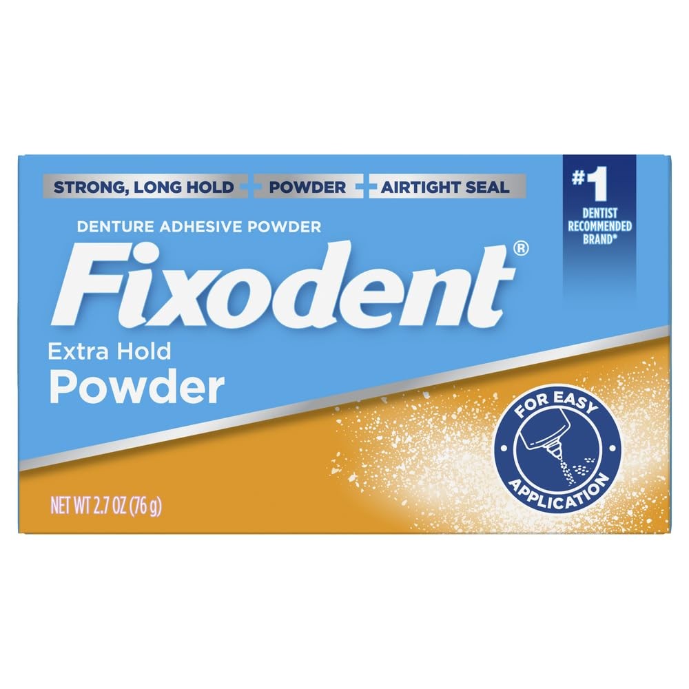 Denture Adhesive Powder Extra Hold 2.7oz - Strong All-Day Grip