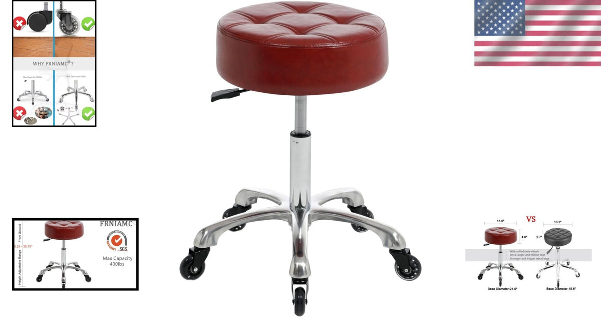 Adjustable Salon & Office Swivel Chair - Red Cinnamon, Heavy-Duty Support