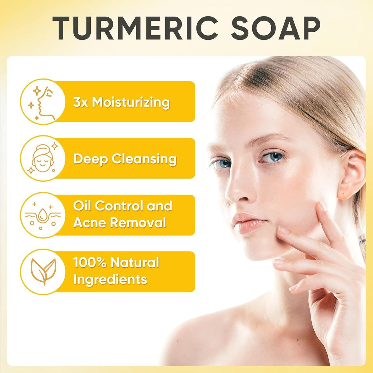 Turmeric Soap for Face and Body - Natural Brightening & Moisturizing 3.5 Oz (Set of 5)