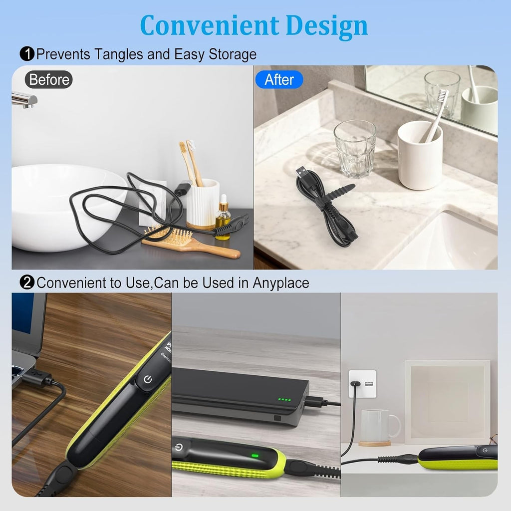 USB Charger Cord for Philips Norelco OneBlade 360 & Shavers - 3.3FT