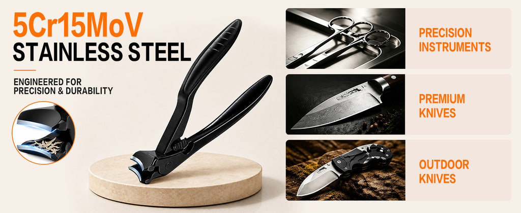 Senior Wide Jaw Angled Nail Clipper for Thick Nails - Ergonomic Handle