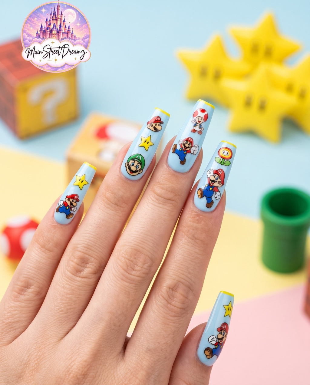 5D Super Mario Bros Nail Stickers - Character Art for Nails