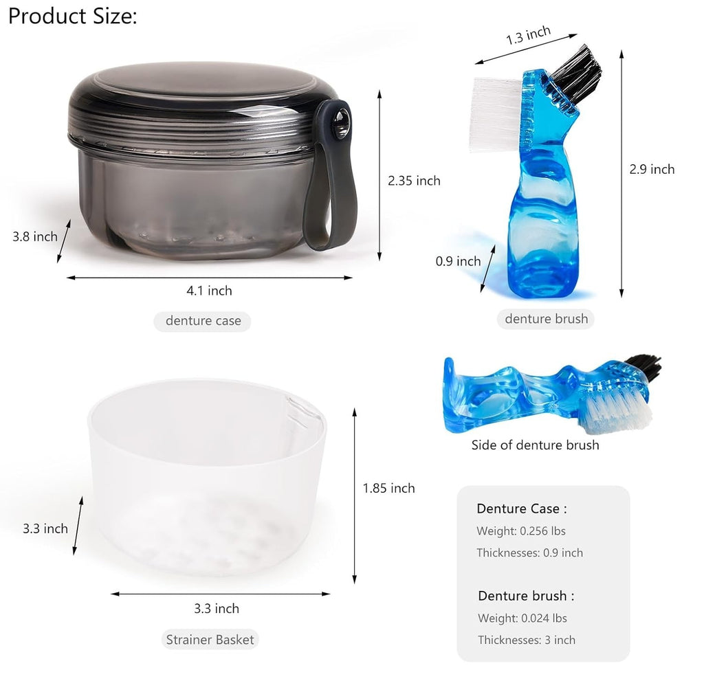 Leakproof Denture Case with Soaking Basket - Travel Friendly, BPA Free