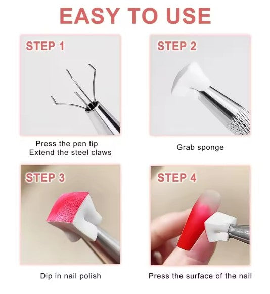 50Pcs Portable Nail Art Sponge Buffer Blocks with Grabbing Pen for DIY Manicure