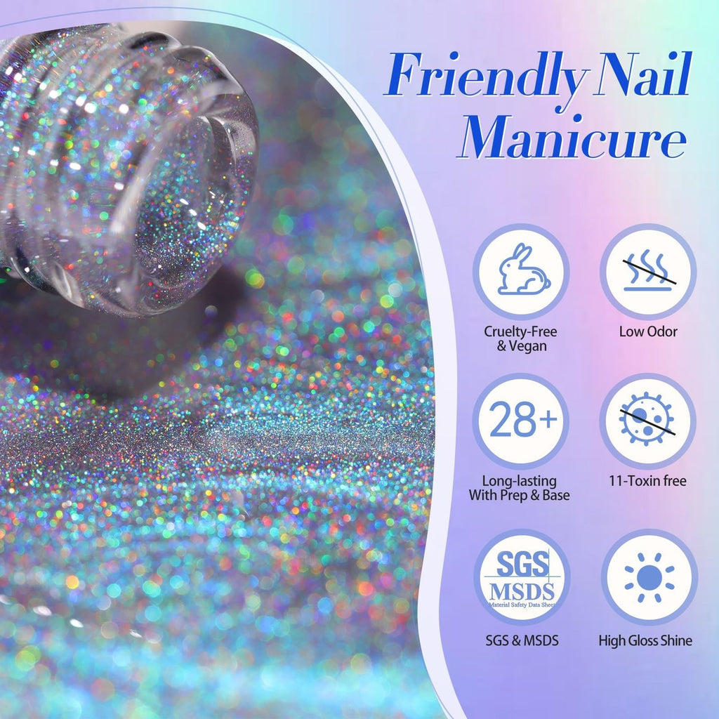 Magnetic Cat Eye Gel Nail Polish - Holographic Rainbow Effect, 15ML