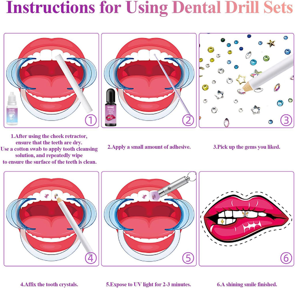Professional Tooth Gem Kit with UV Light - Teeth Jewelry & Smile Enhancement