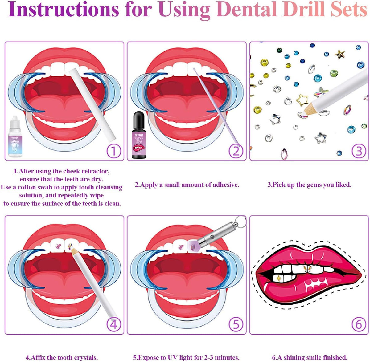 Professional Tooth Gem Kit with UV Light - Teeth Jewelry & Smile Enhancement