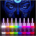 8-Color Fluorescent Tattoo Ink Set - 5ml Each, Skin-Safe Permanent Inks for UV Glow