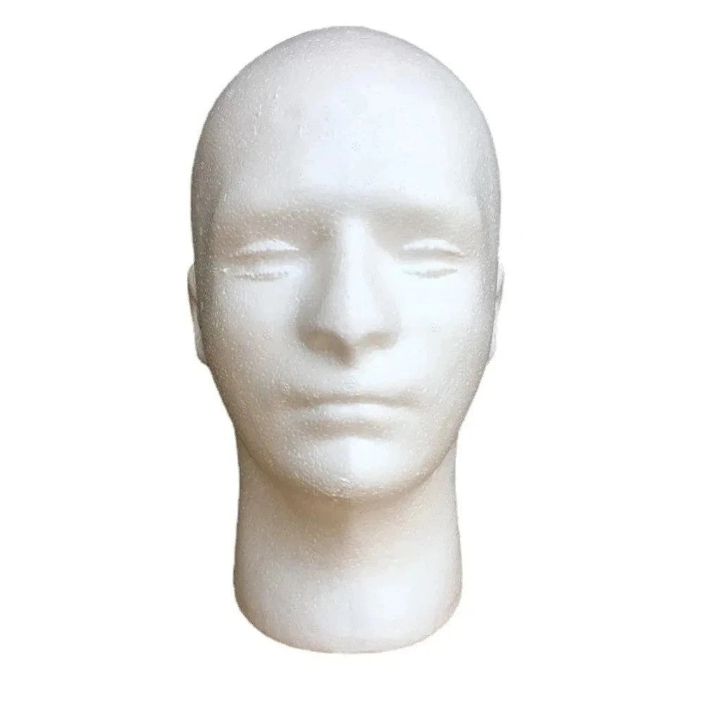 Male Foam Mannequin Head for Wig, Hat & Accessory Display - Light, Reusable