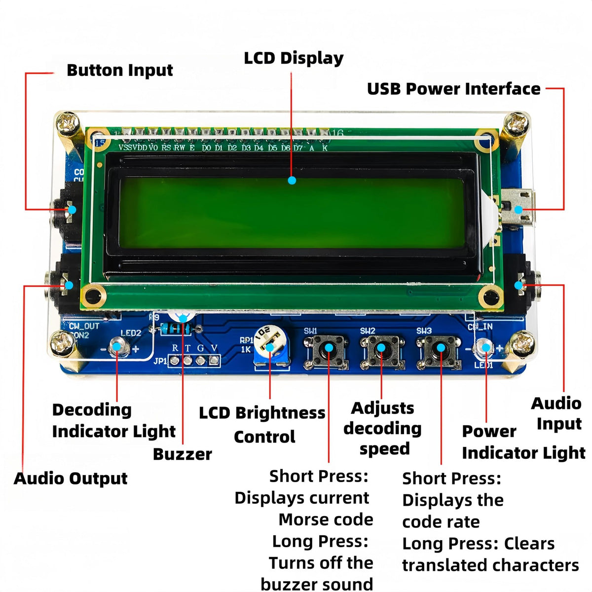 DIY Morse Code Trainer Kit with LCD Decoder and Soldering Practice