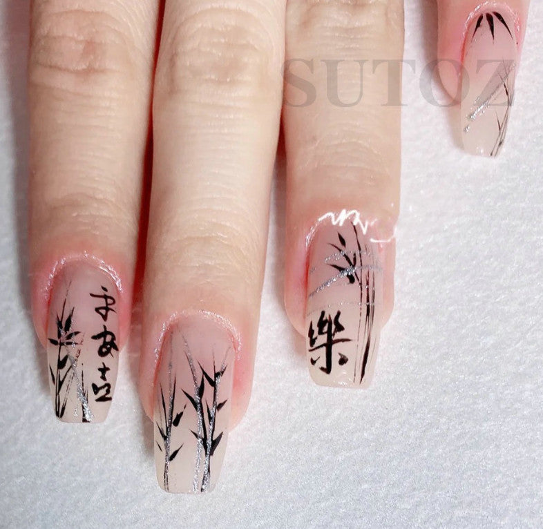 3D Nail Art Sticker Decals Leaf Bamboo Design Peel & Stick Manicure DIY Set