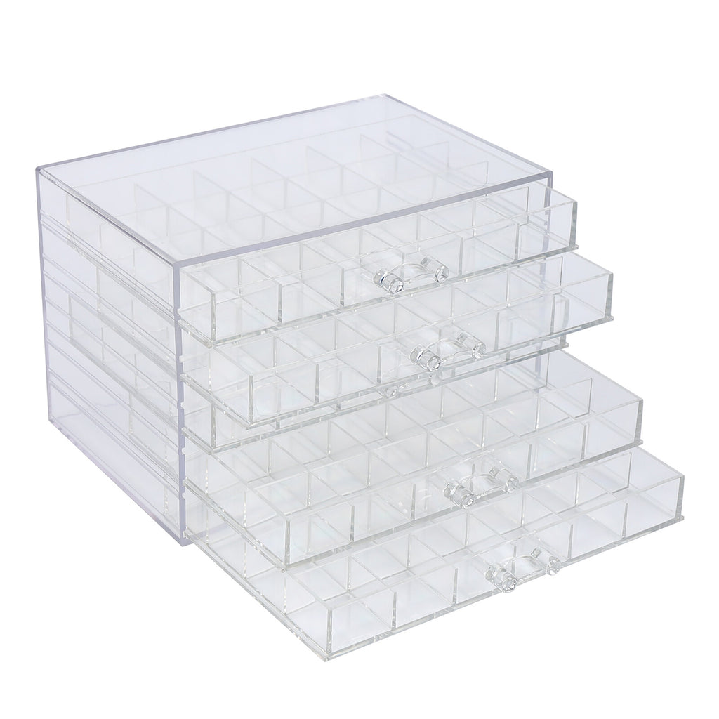 Acrylic Nail Art Storage Tray with 120 Grids & Removable Drawers