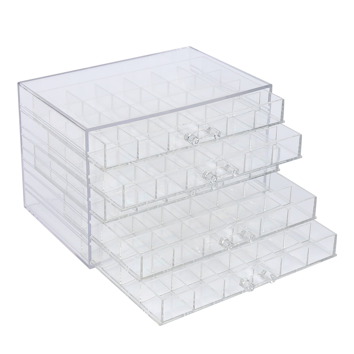 Acrylic Nail Art Storage Tray with 120 Grids & Removable Drawers