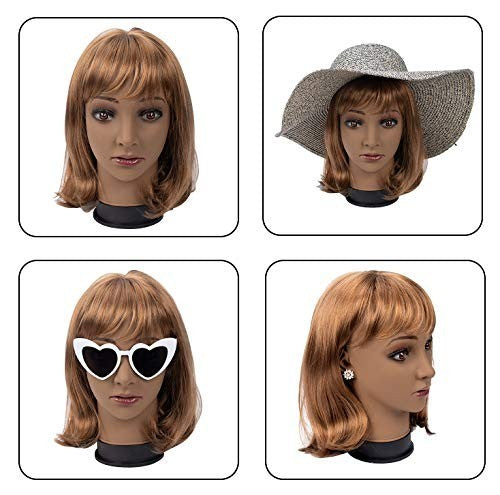 22 Inch Brown PVC Mannequin Head for Wig, Hat, Sunglasses Display