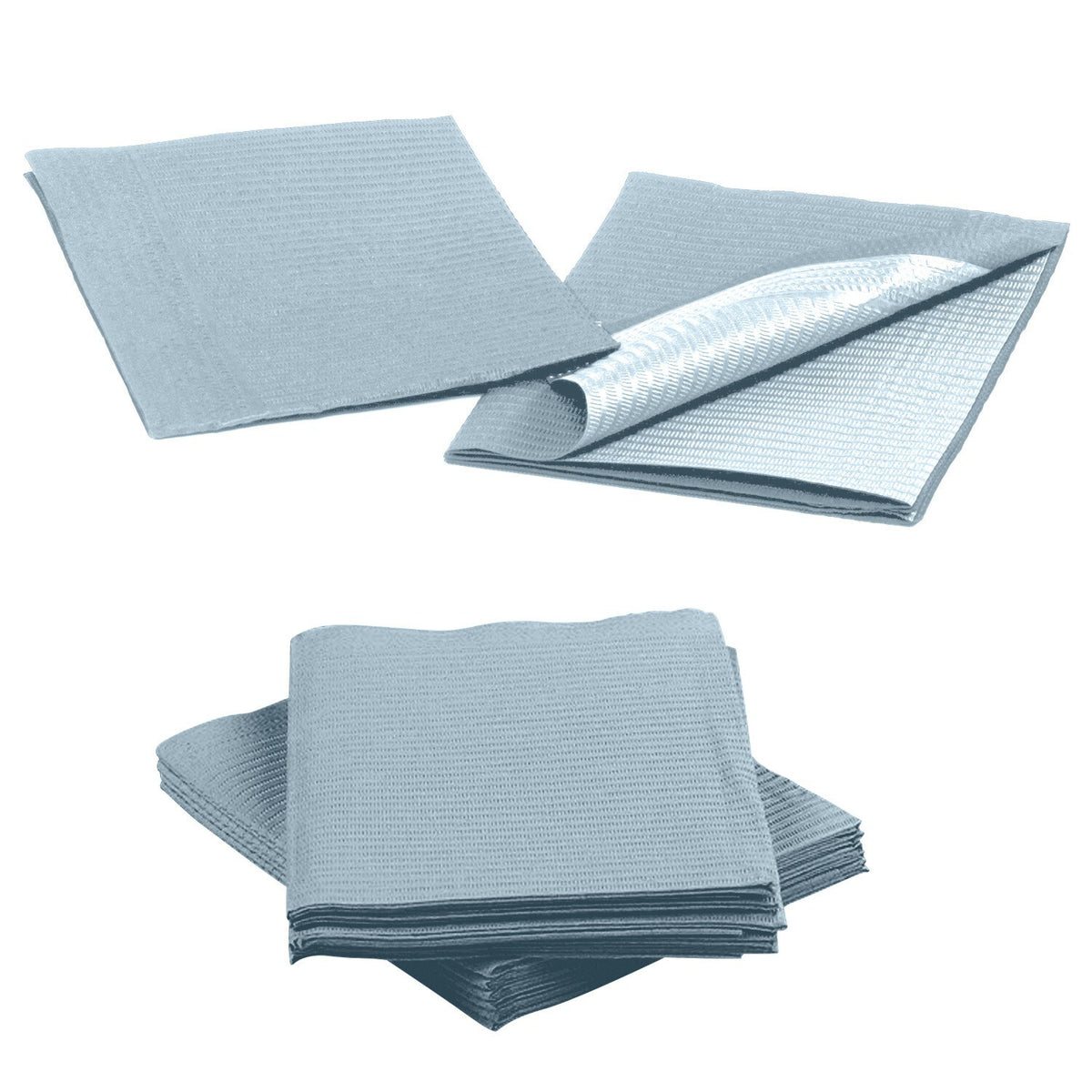 Disposable Gray Dental Bibs 13x18 in - 3-Ply Paper Cover Protects Trays & Chairs