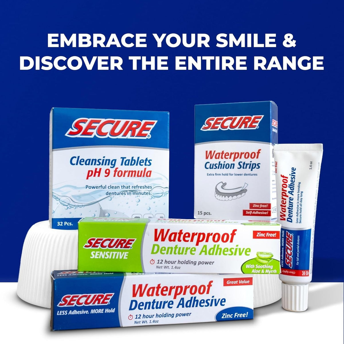 Strong Denture Adhesive Waterproof No Zinc Long-Lasting & Soothing Aloe Vera