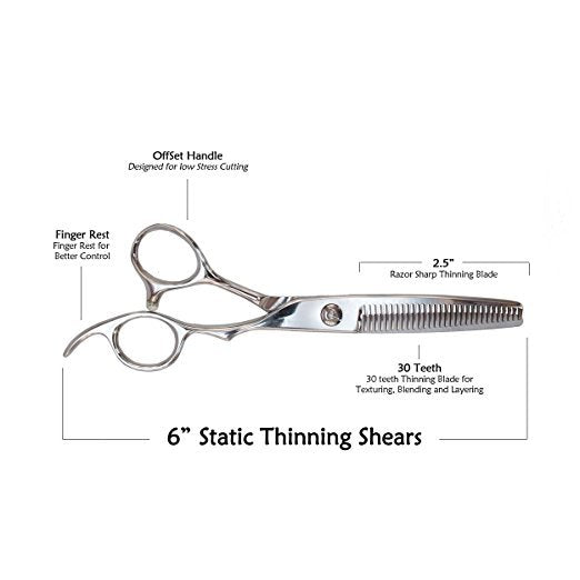 Professional 6-Inch Swivel Handle Hair Cutting Scissors with Thinning Blades