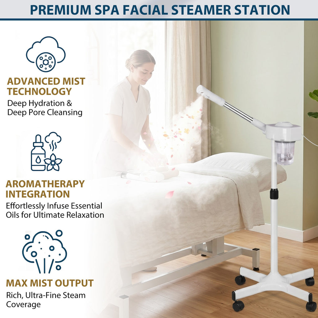 Professional Face Steamer with Rotating Nozzle and Adjustable Arm - Salon Equipment