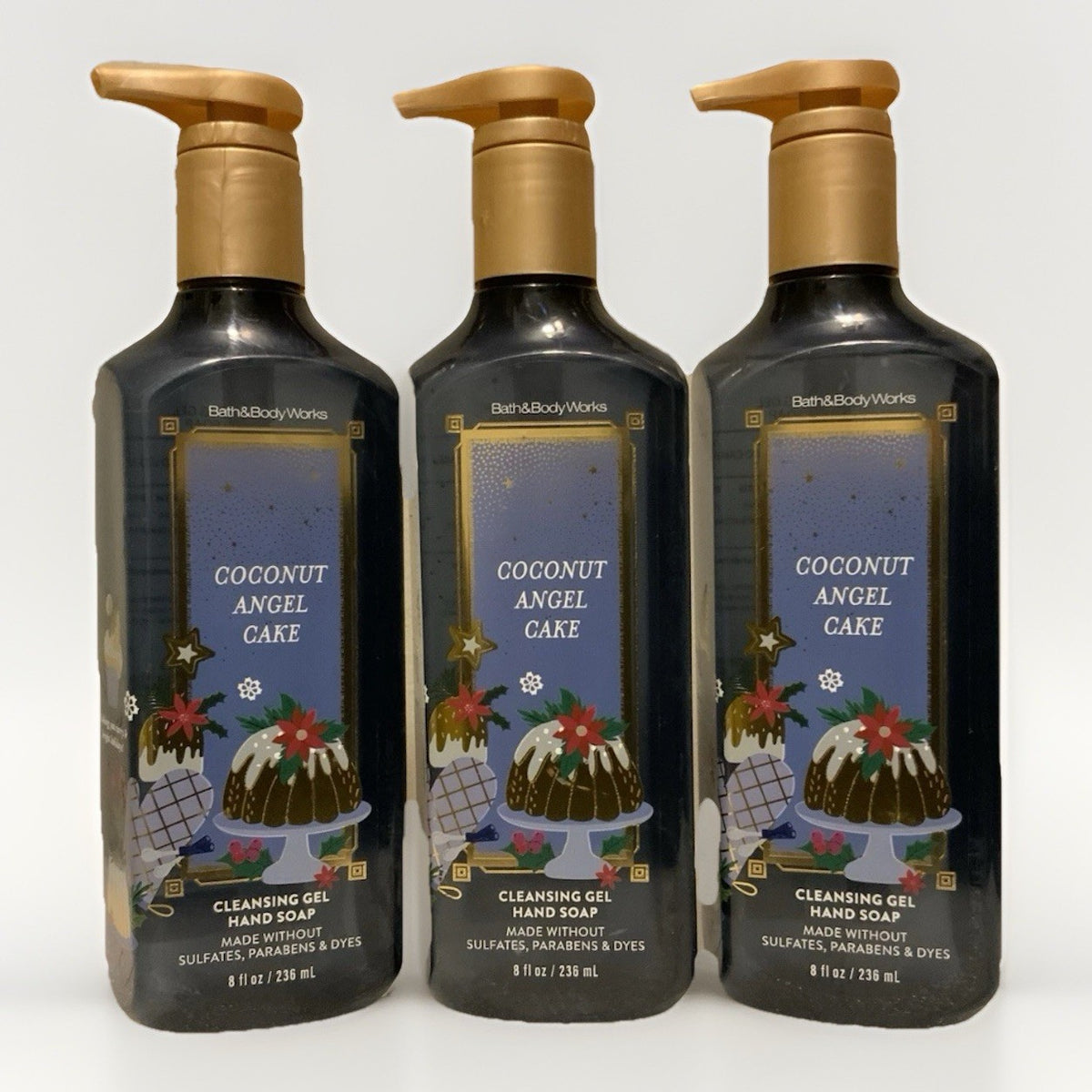 Set of 3 Coconut Angel Cake Hand Soap - Cleansing Gel for Bathroom