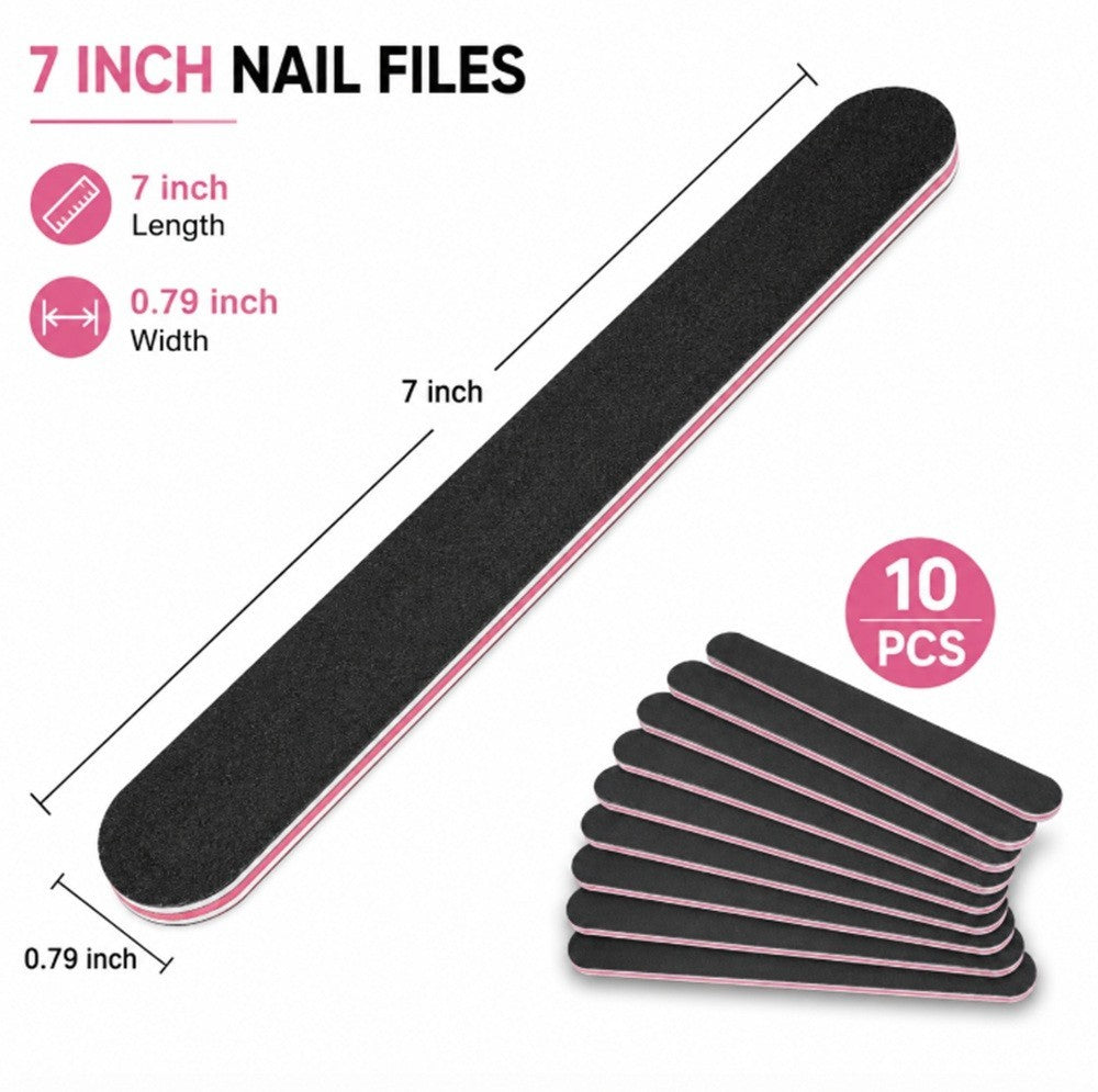 10 Pack Double-Sided Nail Files 100/180 Grit for Manicure & Pedicure