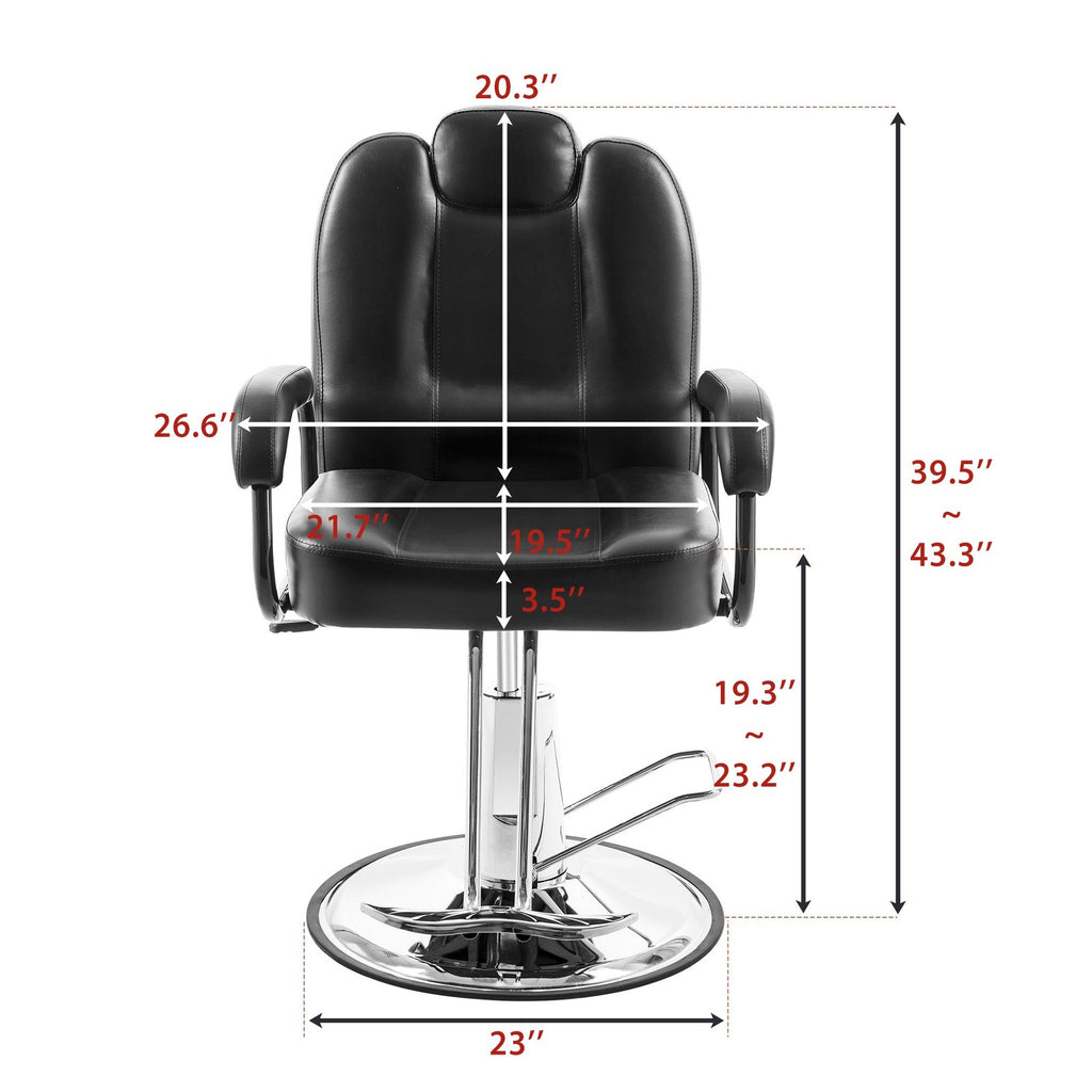 Hydraulic Barber Chair with Footrest for Salon Hair Styling - Heavy Duty Support 400LB