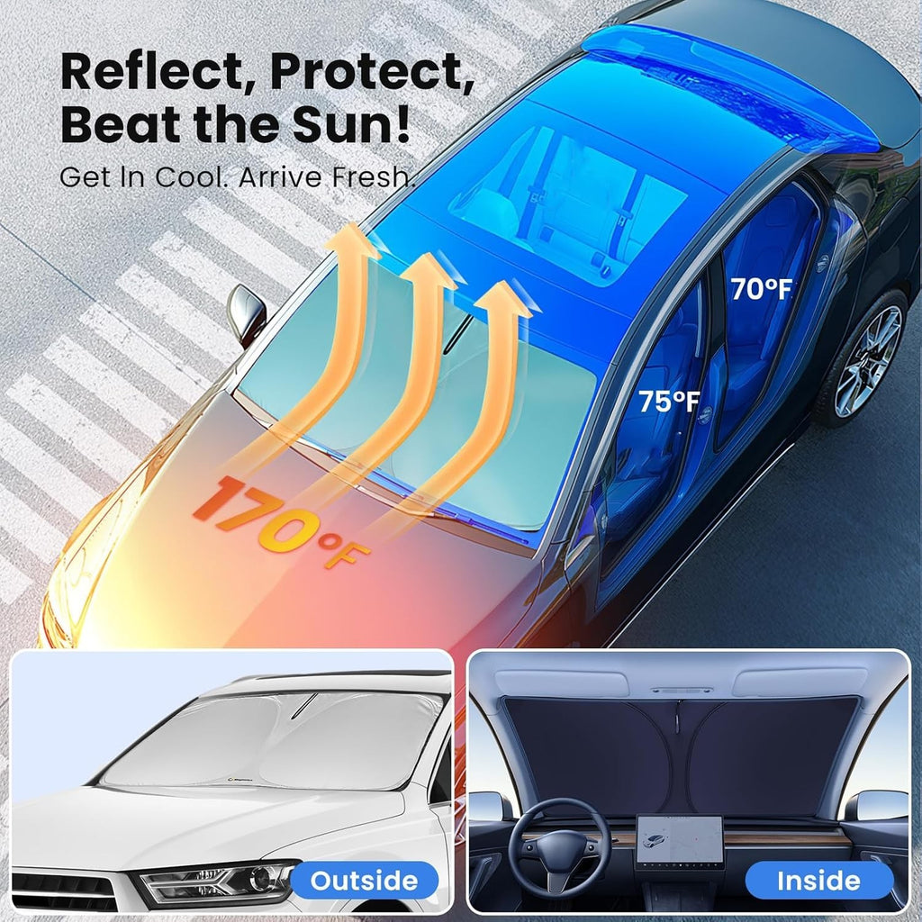 Foldable Windshield Sun Shade for Dodge Ram 2500 3500 2010-2025 UV Heat Protector