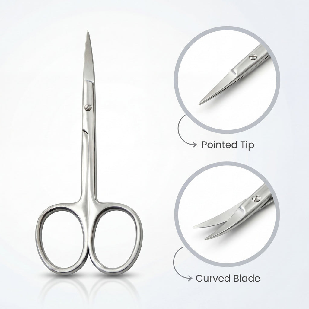 Small Curved Cuticle Nail Scissors - Manicure Nail Art Shears 3.5"