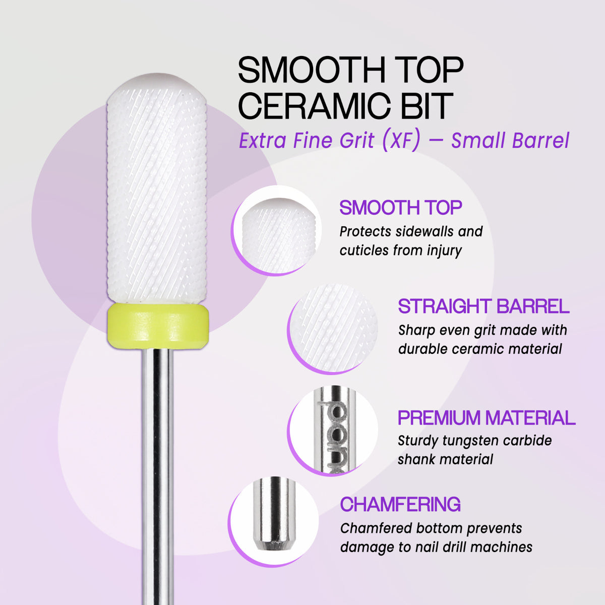 Ceramic Nail Drill Bit - Large & Small Barrel Sizes, Multiple Grits