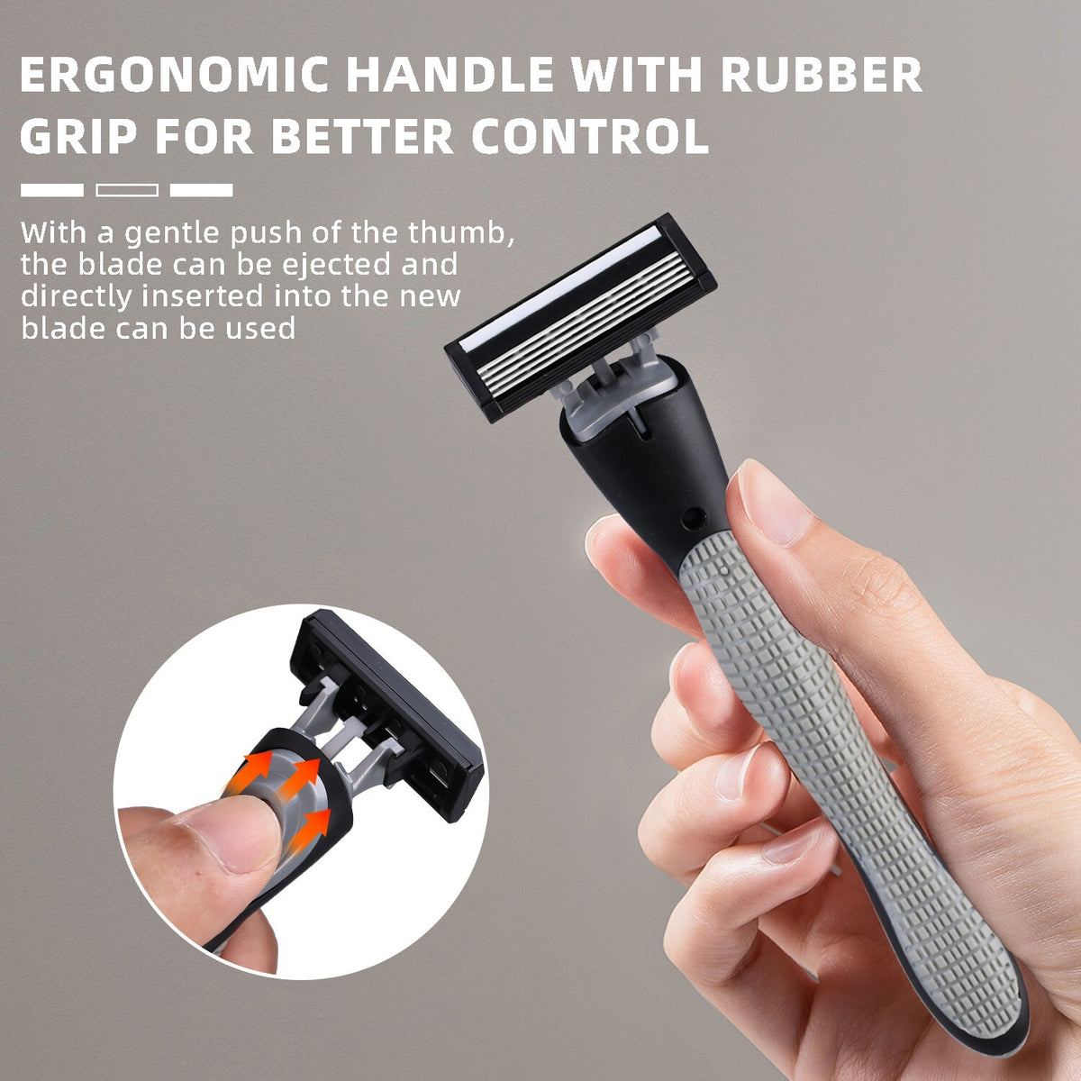 Multi-Layer Razor Handle with 8 Refill Blades - Waterproof & Comfortable