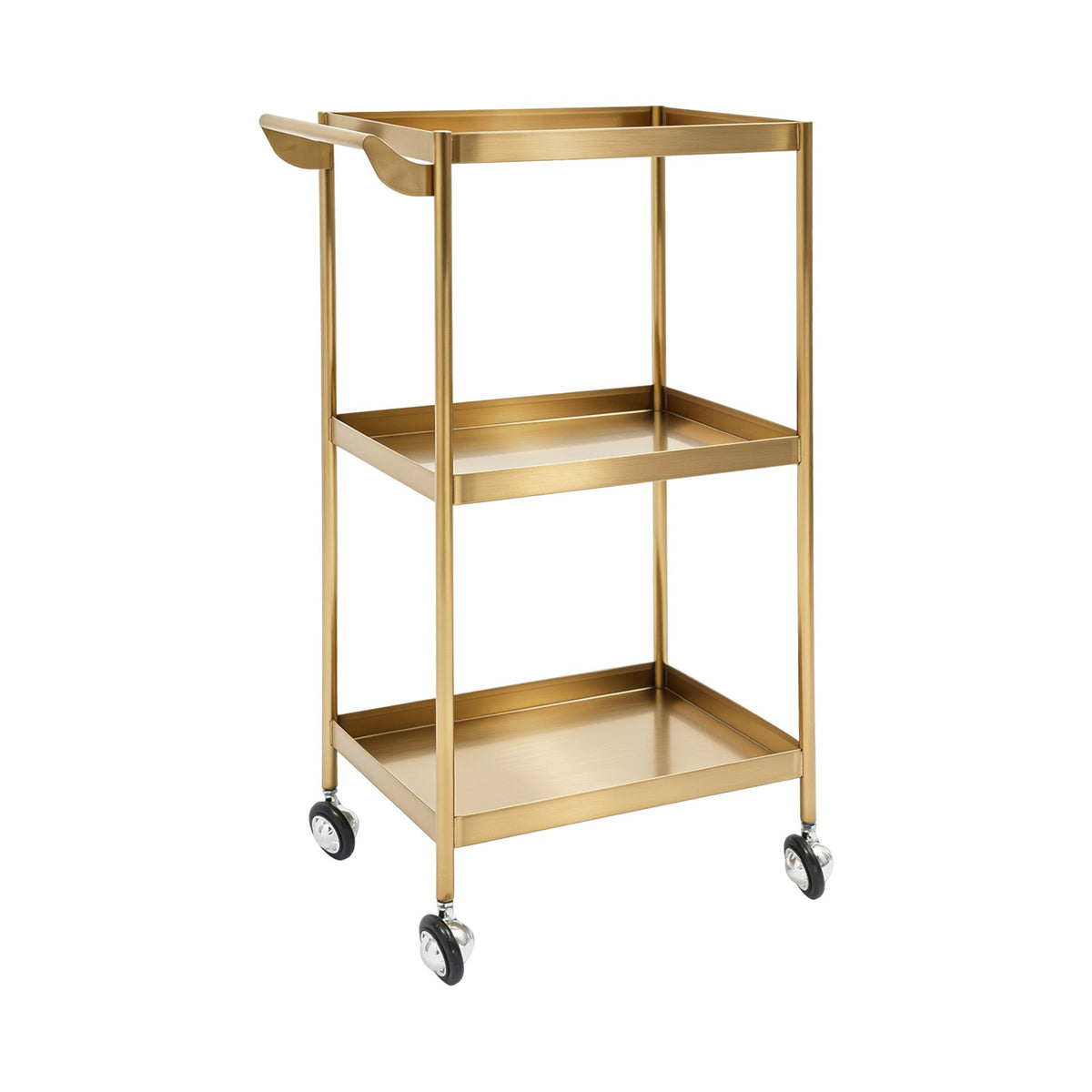Stainless Steel 3-Shelf Utility Cart with Handle for Salons and Home