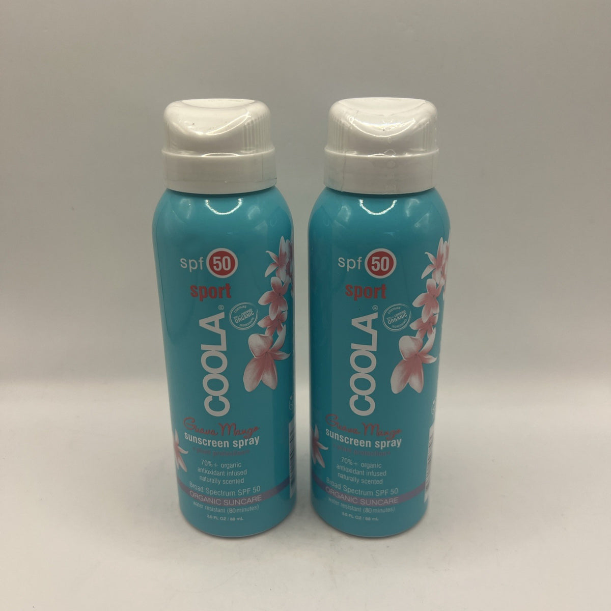 Organic Sunscreen SPF 50 Guava Mango Spray Lot of 2, 3 Oz Sealed