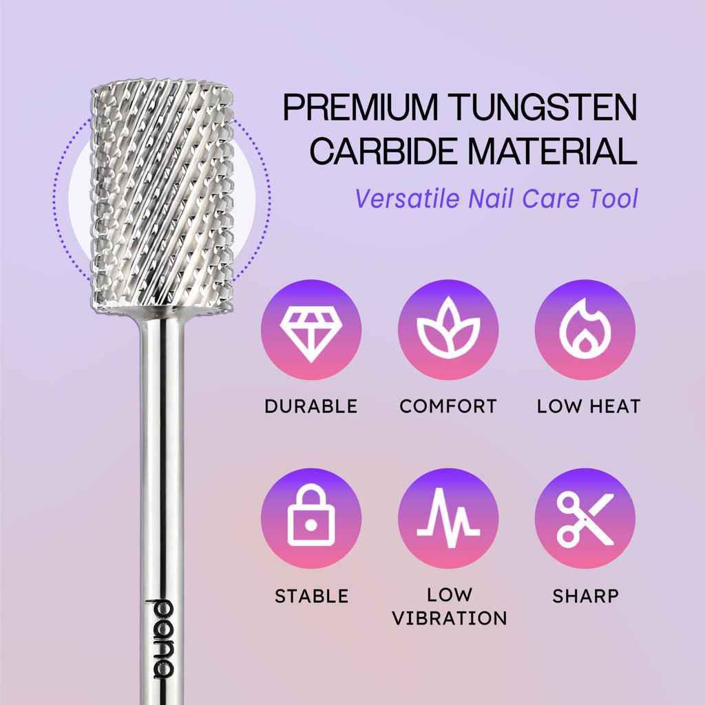 Pink & White Nail Drill Carbide Bit - 3/32 Inch Medium Grit, Durable Tungsten, Pana