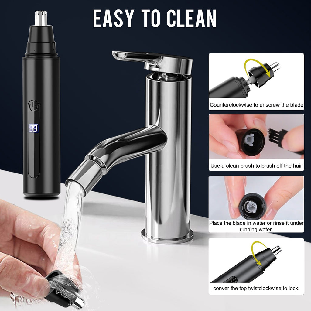 Men's Portable Nose Hair Trimmer - Waterproof, Multi-Function Grooming Device