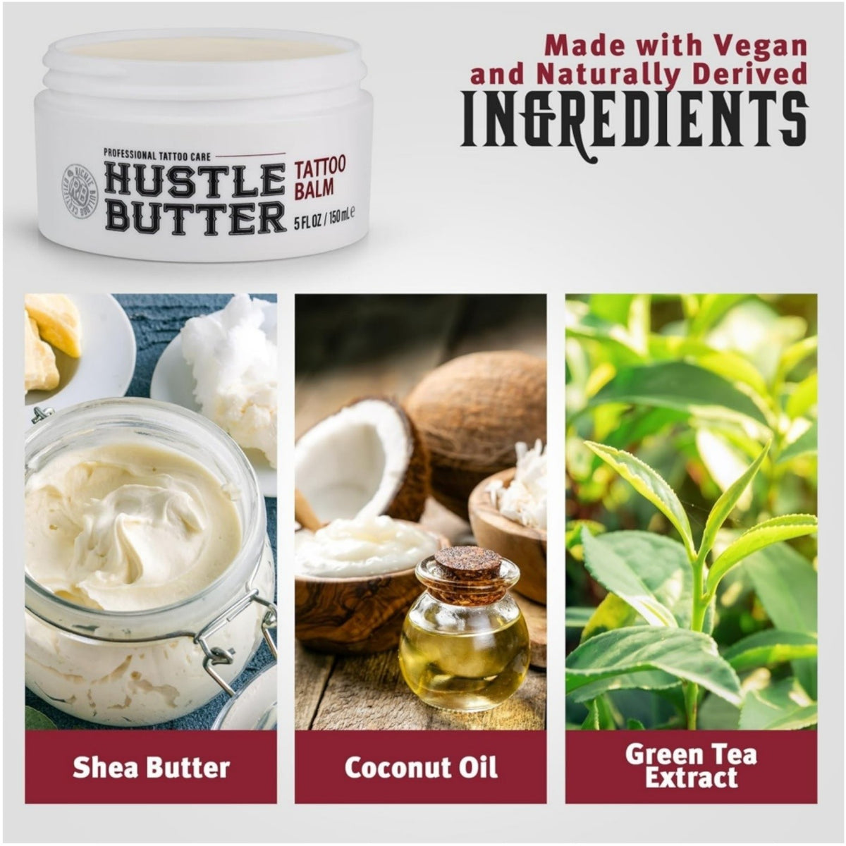 Hustle Butter Deluxe 5oz Bulk Vegan Body Care - Perfect for Tattoo Aftercare