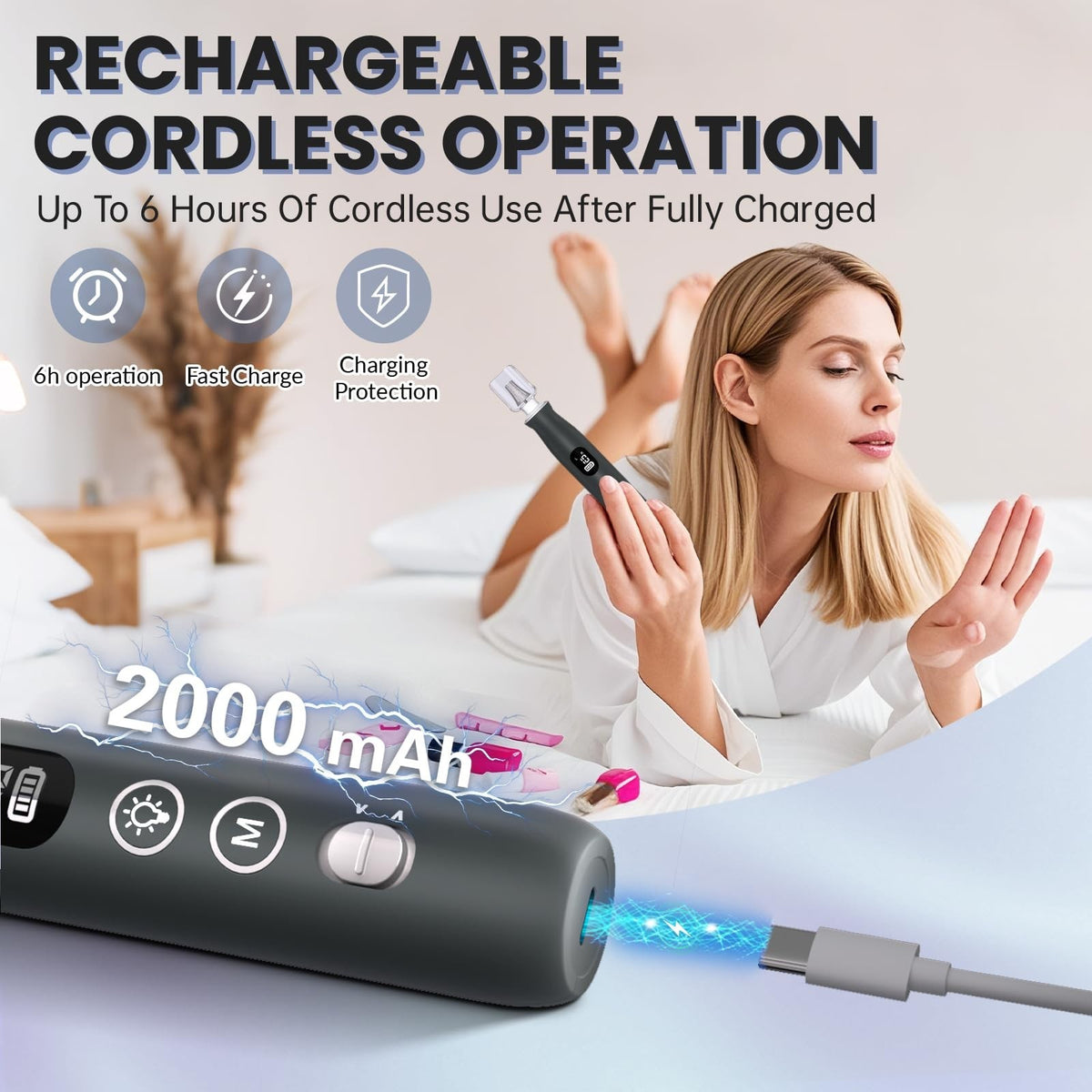 10 in 1 Cordless Electric Nail Drill Kit for Manicure Pedicure & Nail Care