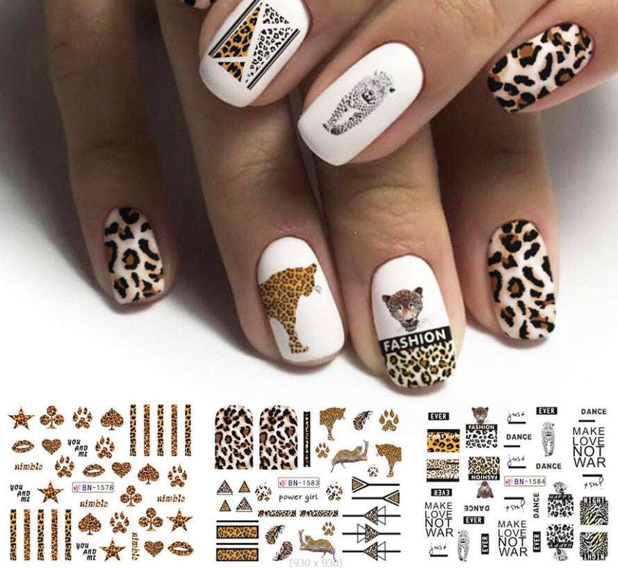 Leopard Nail Art Water Stickers - Wild Animal Print Decals for Nails