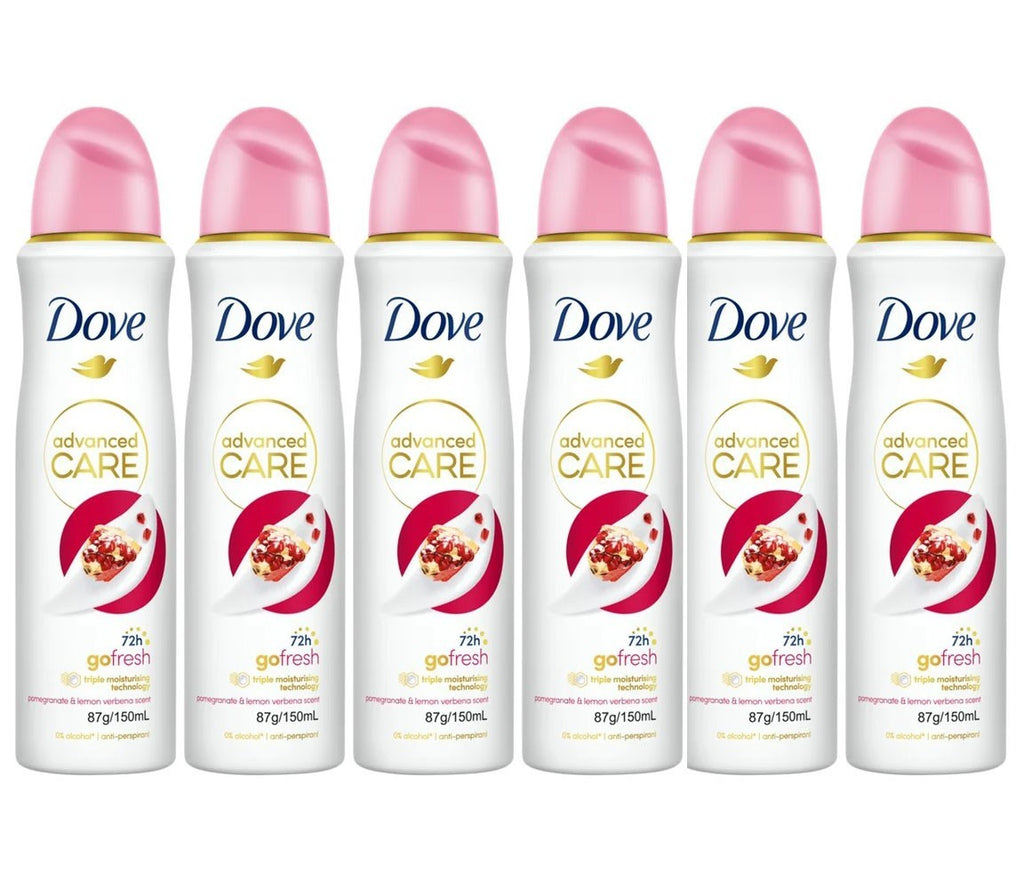 Dove Pomegranate & Lemon Antiperspirant Spray 6 Pack, 150ml - Fresh & Moisturizing