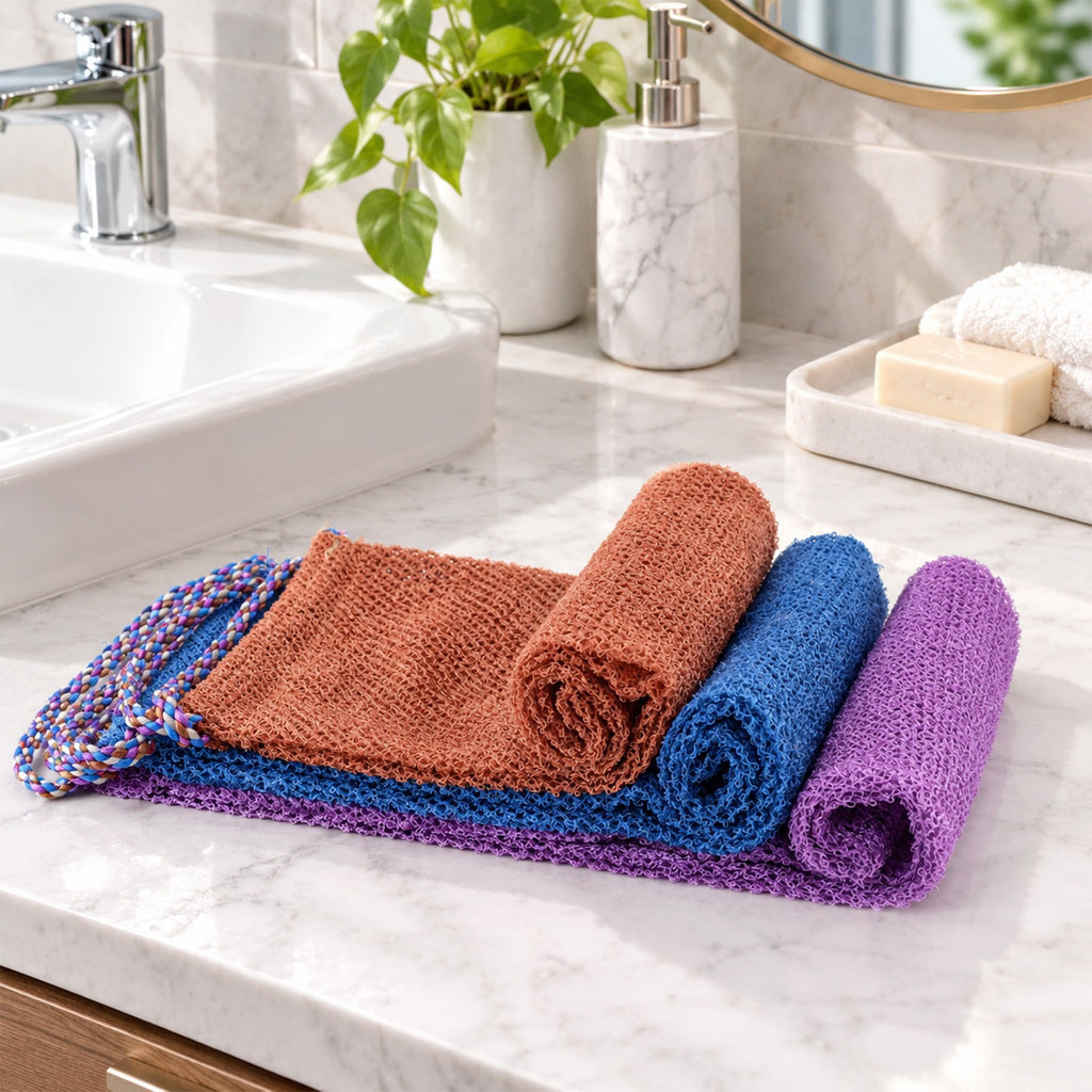 African Exfoliating Shower Net - 3 Pack Back Scrubber Towels for Deep Skin Cleansing