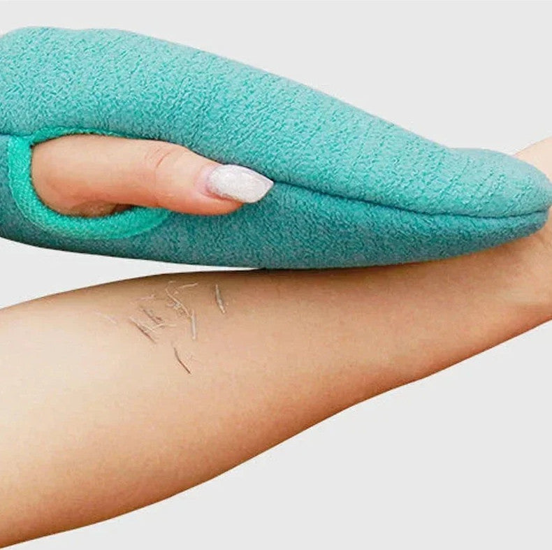 Green Exfoliating Bath Glove for Shower & Body Scrubbing - Reusable Spa Mitt